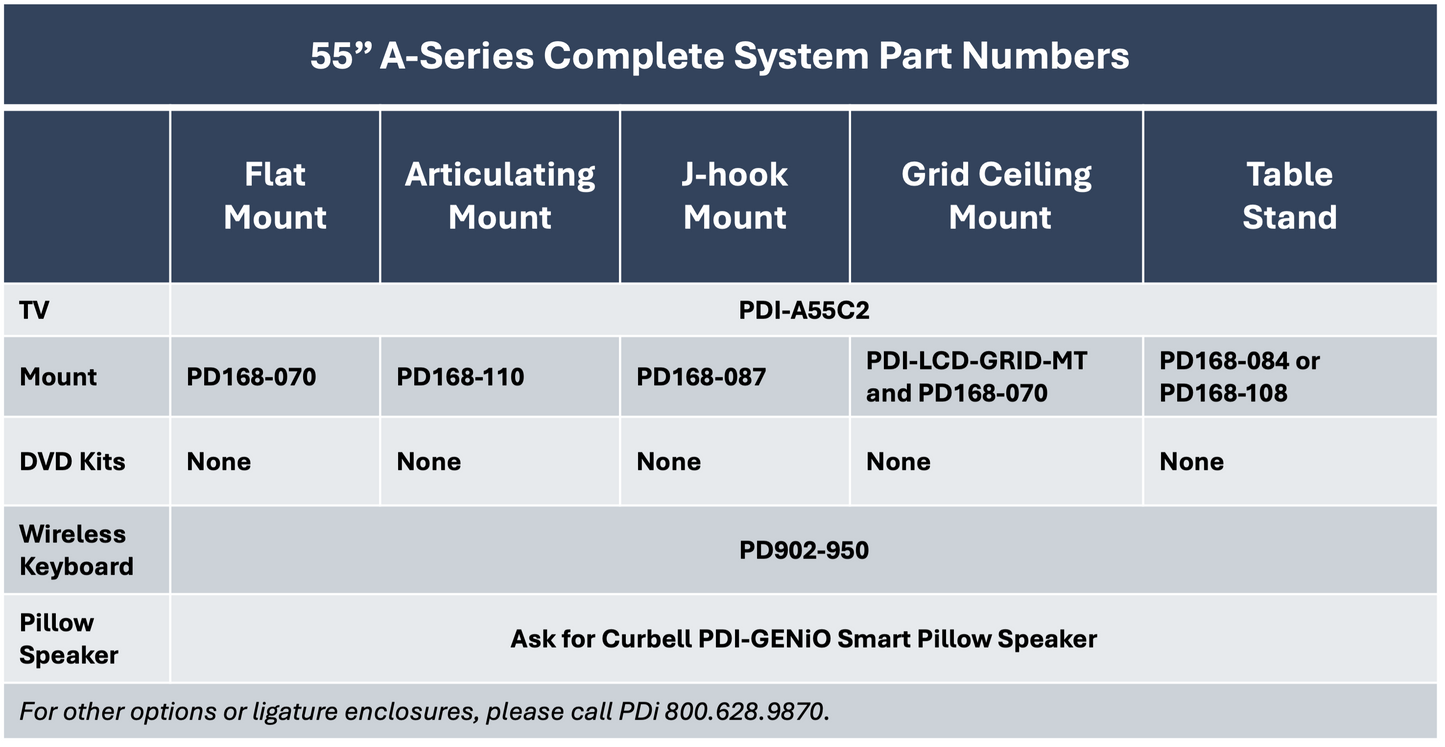 55" A-Series Smart HDTV Hospital Display | PDI-A55C2