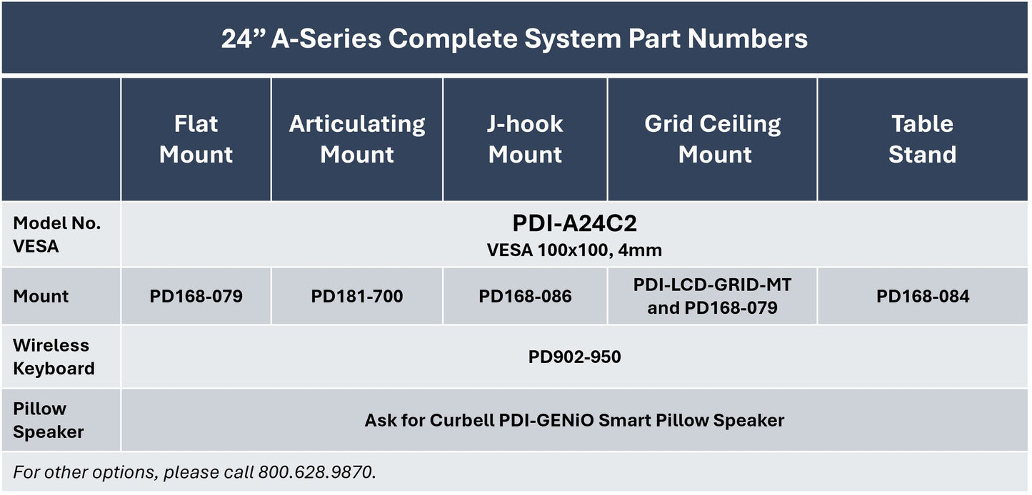 24" A-Series Smart HDTV Hospital Display | PDI-A24C2