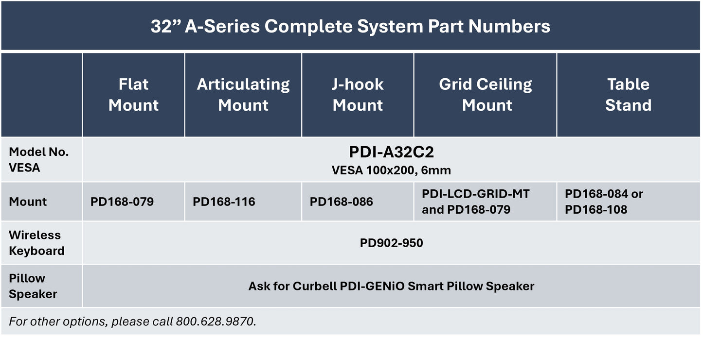 32" A-Series Smart HDTV Hospital Display | PDI-A32C2